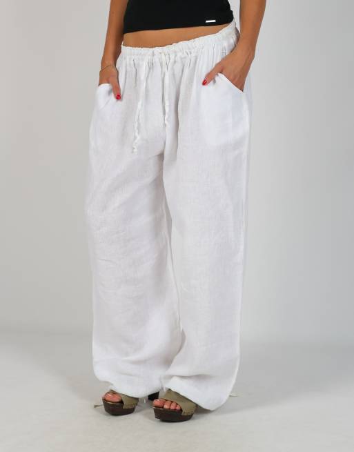 Vintage Made in Italy S woven trousers in white, 2 of 4