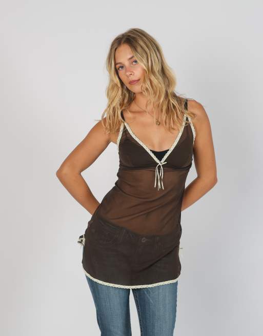 Vintage Made in Italy XS cami in brown, 3 of 4