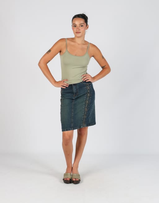 Vintage Made in Italy XS denim midi skirt in blue