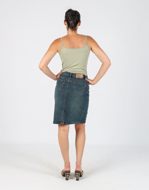 Vintage Made in Italy XS denim midi skirt in blue, 3 of 4
