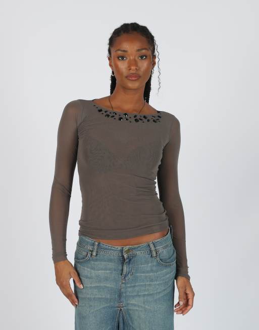 Vintage Made in Italy XS long sleeve top in grey