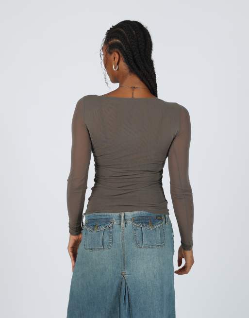 Vintage Made in Italy XS long sleeve top in grey, 2 of 4