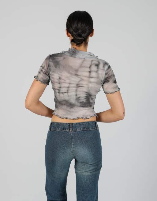 Vintage Made in Italy XS mesh top in grey, 2 of 4