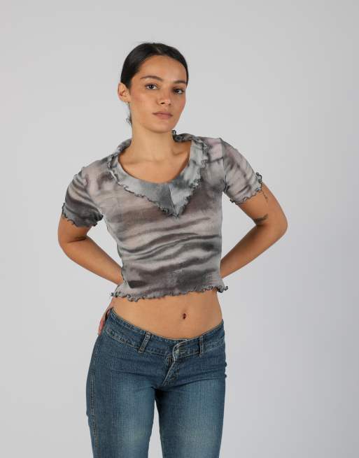 Vintage Made in Italy XS mesh top in grey, 3 of 4