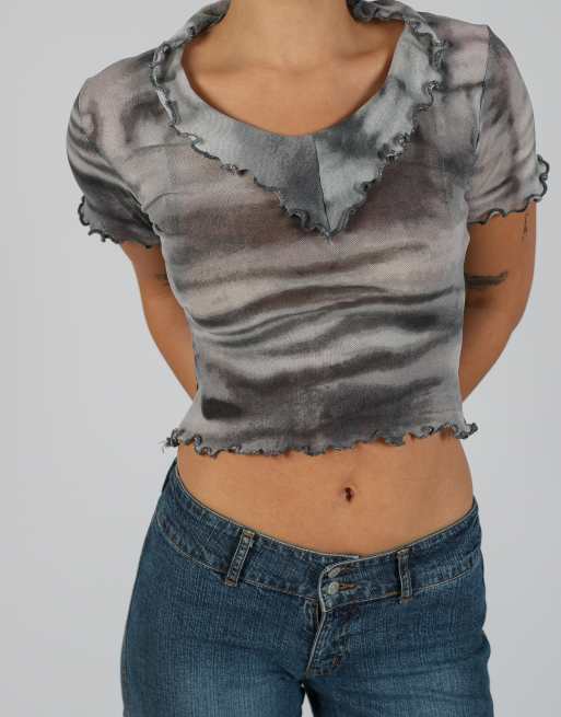 Vintage Made in Italy XS mesh top in grey, 4 of 4
