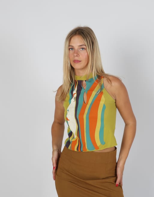 Vintage Made in Italy XS mesh top in light green