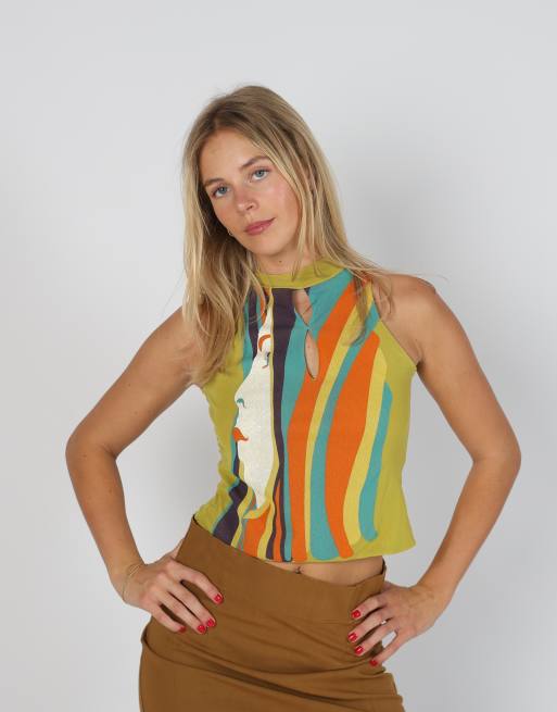 Vintage Made in Italy XS mesh top in light green, 3 of 4