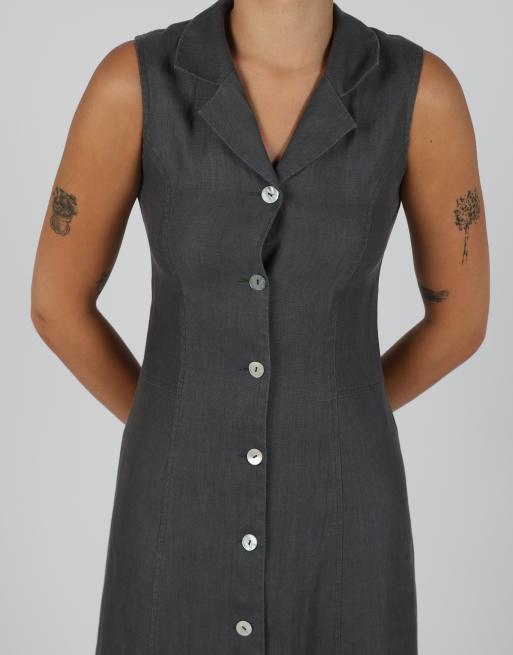 Vintage Made in Italy XS woven maxi dress in charcoal grey, 4 of 4