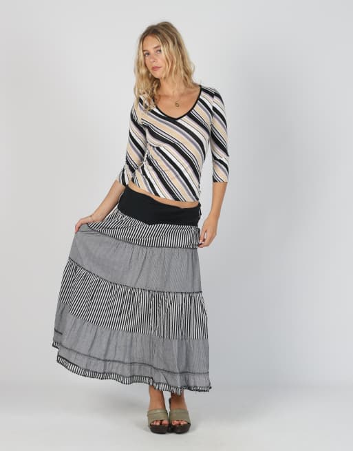 Vintage Made in Italy XS woven maxi skirt in black