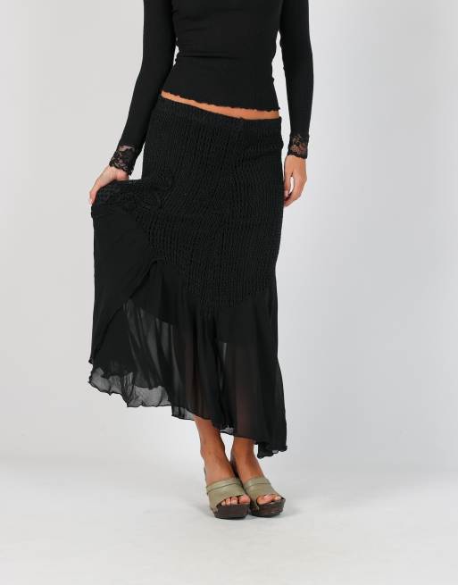 Vintage Made in Italy XS woven maxi skirt in black, 2 of 4