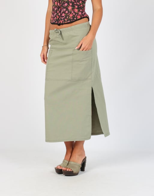 Vintage Made in Italy XS woven maxi skirt in light grey, 2 of 4