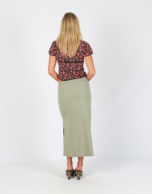 Vintage Made in Italy XS woven maxi skirt in light grey, 3 of 4