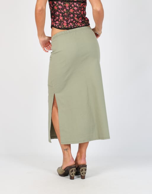 Vintage Made in Italy XS woven maxi skirt in light grey, 4 of 4