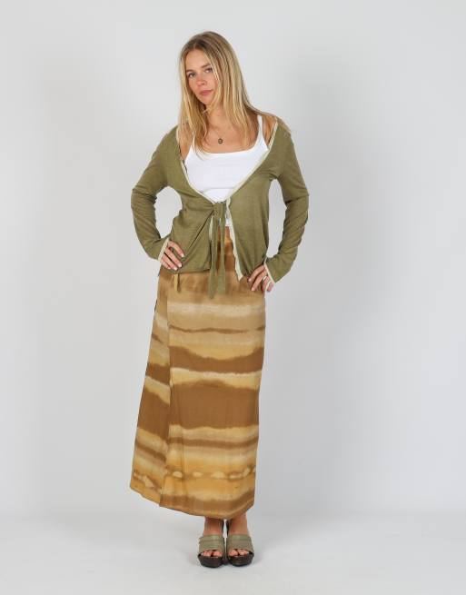 Vintage Made in Italy XS woven maxi skirt in tan, 1 of 4