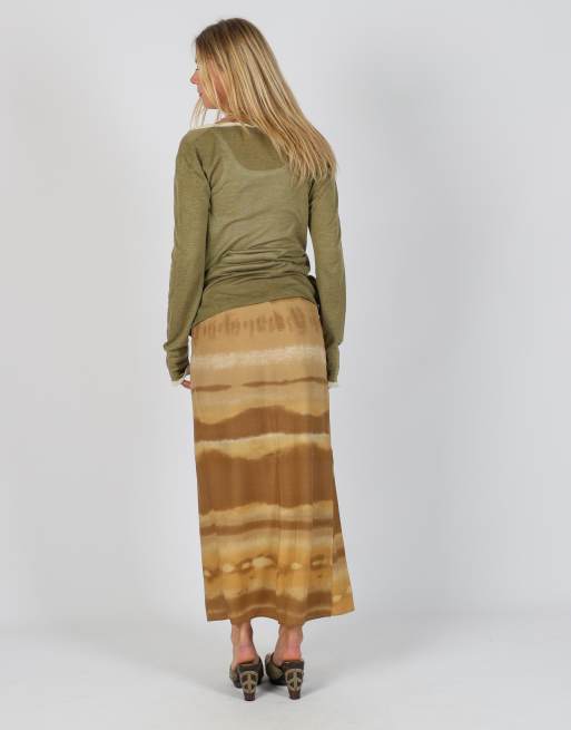 Vintage Made in Italy XS woven maxi skirt in tan, 3 of 4