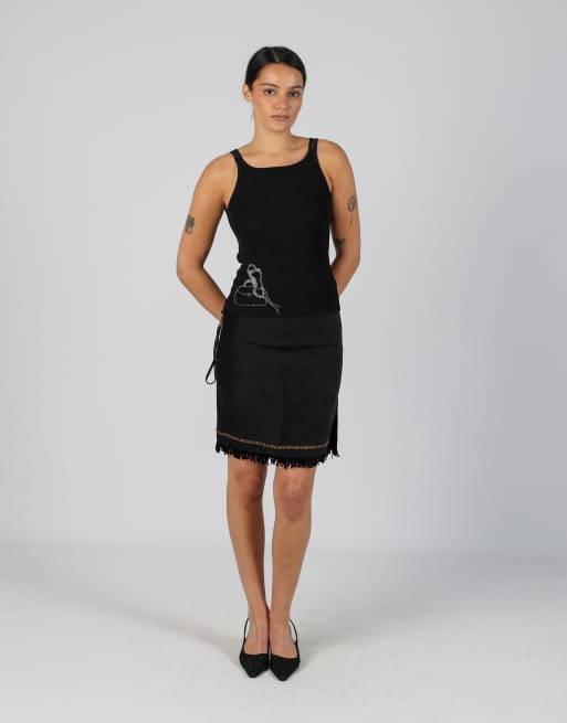 Vintage Made in Italy XS woven midi skirt in black, 1 of 4