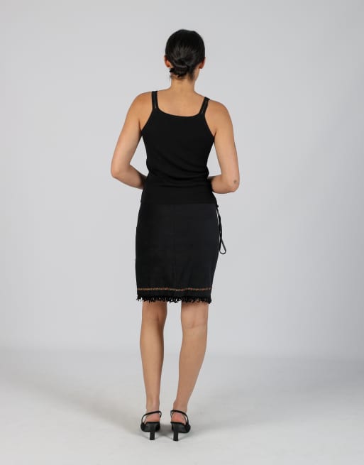Vintage Made in Italy XS woven midi skirt in black, 3 of 4