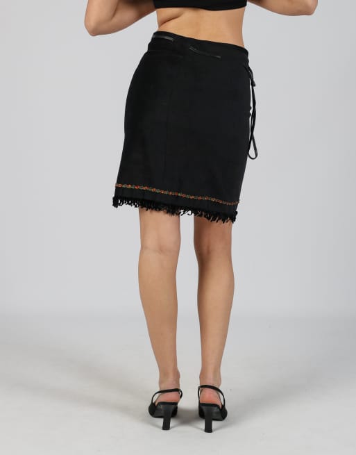 Vintage Made in Italy XS woven midi skirt in black, 4 of 4