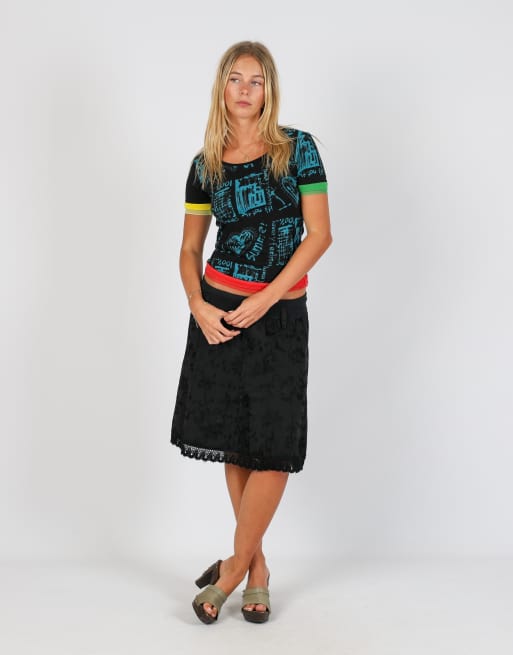 Vintage Made in Italy XS woven midi skirt in black, 1 of 4