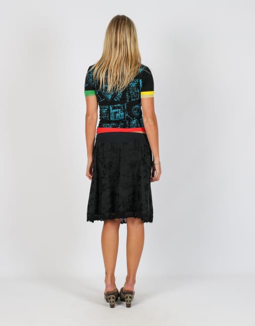 Vintage Made in Italy XS woven midi skirt in black, 3 of 4
