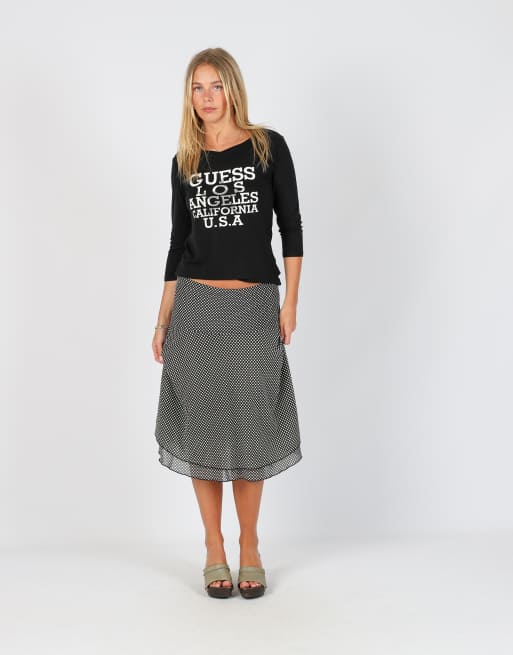 Vintage Made in Italy XS woven midi skirt in black