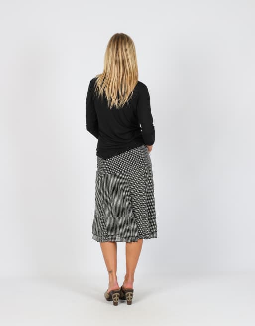 Vintage Made in Italy XS woven midi skirt in black, 3 of 4