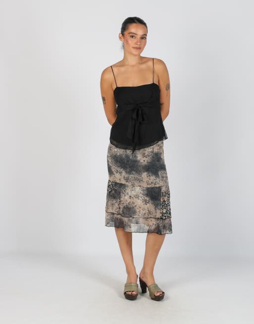 Vintage Made in Italy XS woven midi skirt in black, 1 of 4