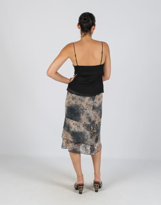 Vintage Made in Italy XS woven midi skirt in black, 3 of 4