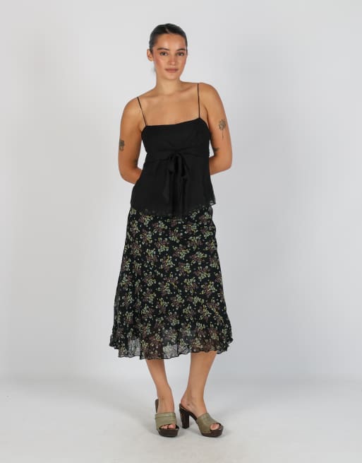 Vintage Made in Italy XS woven midi skirt in black, 1 of 4