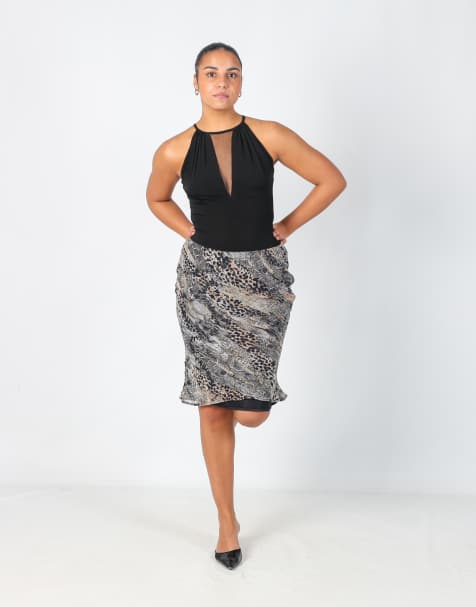 Vintage Made in Italy XS woven midi skirt in brown - view 1