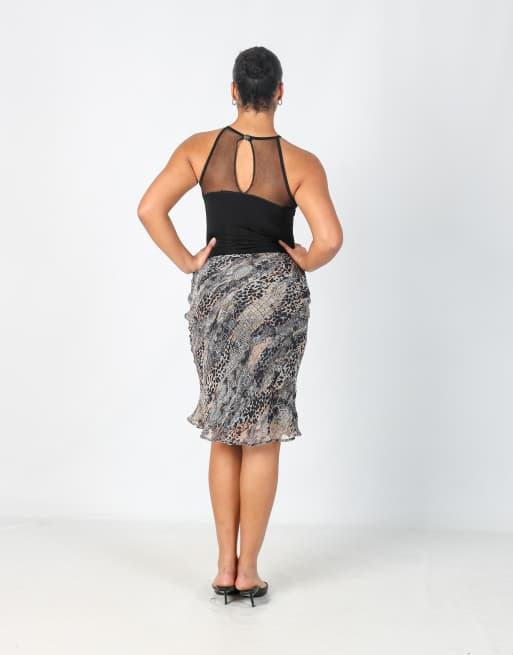 Vintage Made in Italy XS woven midi skirt in brown, 3 of 4
