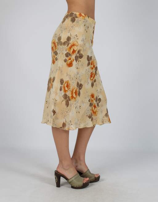 Vintage Made in Italy XS woven midi skirt in tan, 2 of 4