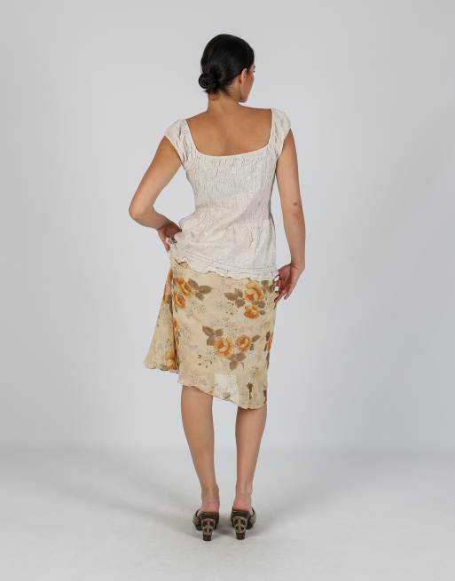 Vintage Made in Italy XS woven midi skirt in tan, 3 of 4