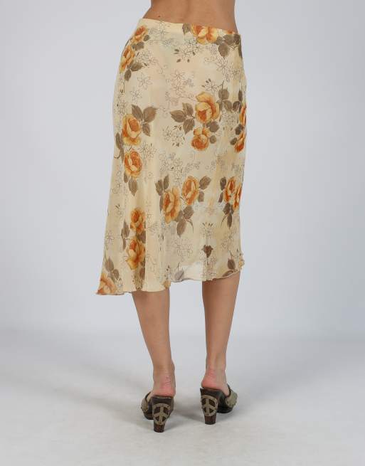 Vintage Made in Italy XS woven midi skirt in tan, 4 of 4