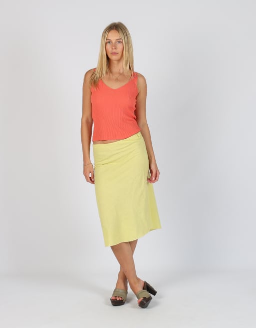Vintage Made in Italy XS woven midi skirt in yellow, 1 of 4