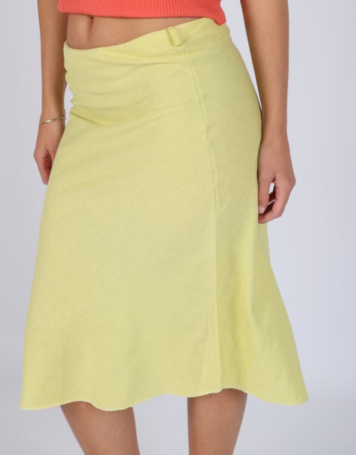 Vintage Made in Italy XS woven midi skirt in yellow, 4 of 4