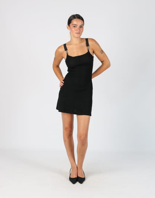 Vintage Made in Italy XS woven mini dress in black