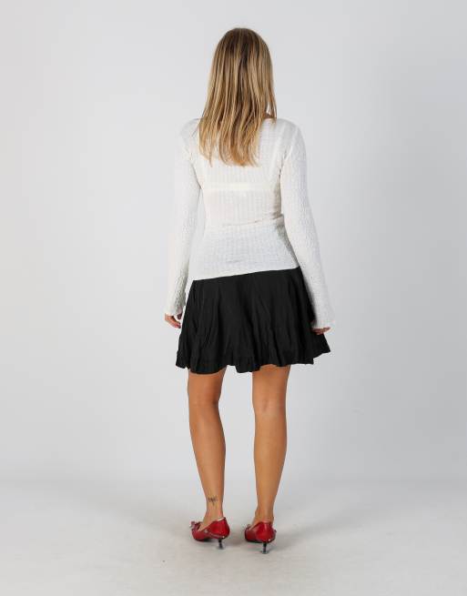 Vintage Made in Italy XS woven mini skirt in black, 3 of 4