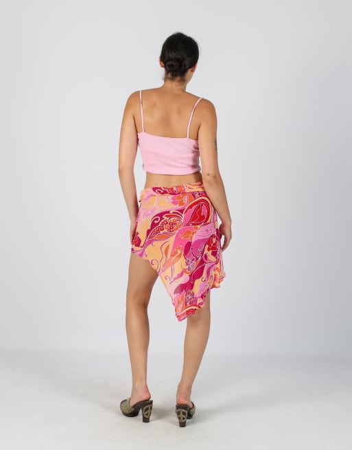 Vintage Made in Italy XS woven mini skirt in pink, 3 of 4