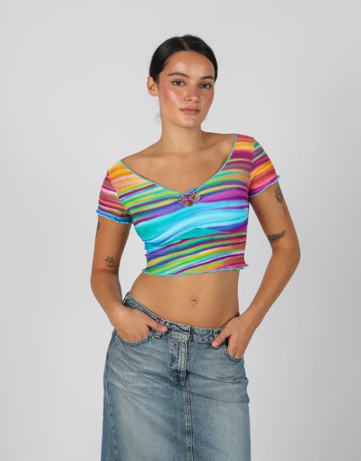 Vintage Made in Italy XS woven top in multi colured
