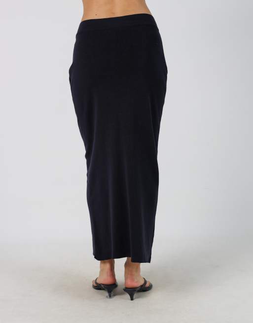 Vintage Made in Italy XXS knitted maxi dress in navy blue, 4 of 4