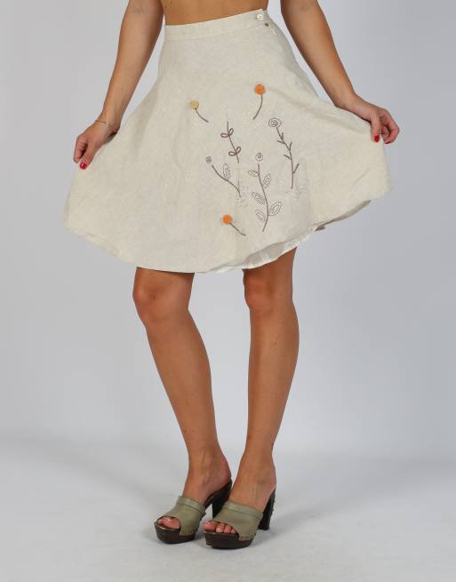 Vintage Made in Italy XXS woven mini skirt in beige, 2 of 4
