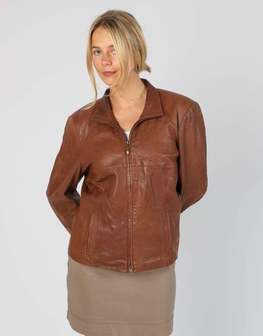 Vintage Madeleine L leather jacket in brown
