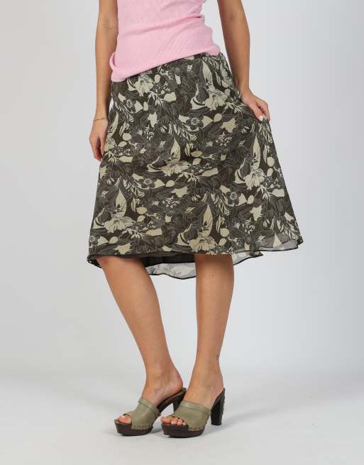 Vintage Madeleine S woven midi skirt in dark green, 2 of 4