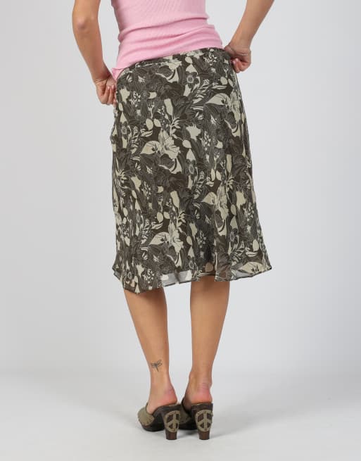 Vintage Madeleine S woven midi skirt in dark green, 4 of 4