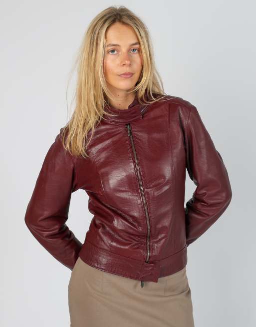 Vintage Mads M leather jacket in burgundy red