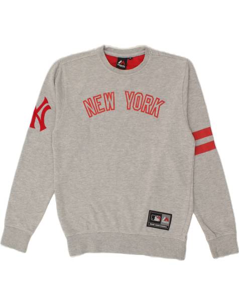 Vintage Majestic New York Size XS Graphic Sweatshirt Jumper in Grey - view 1