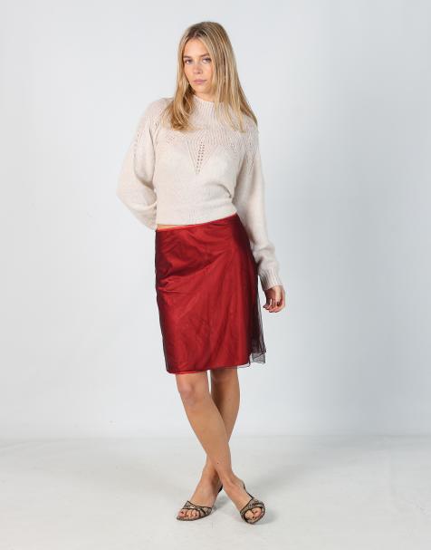 Vintage Mandorlamara XS woven midi skirt in red - view 1