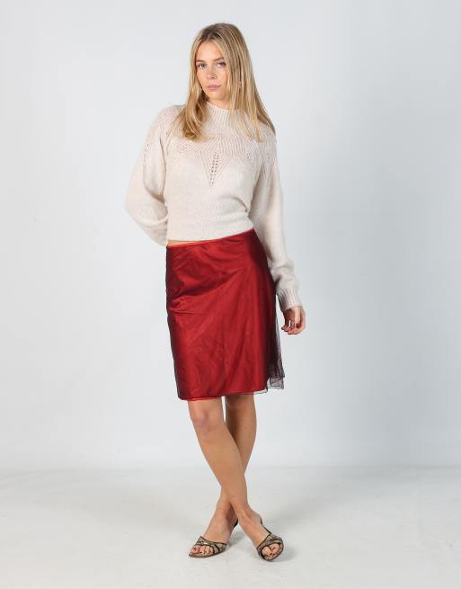 Vintage Mandorlamara XS woven midi skirt in red