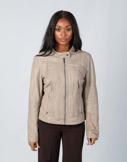 Vintage Manguun S leather jacket in beige